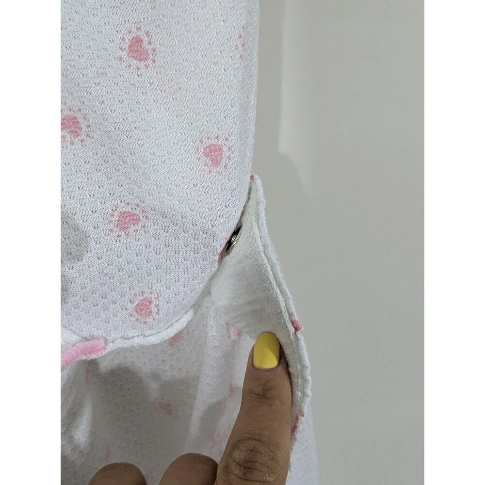 Vintage Carters Girls 4T Snap Waist Pajamas 2 Piece Pink Hearts Ruffles USA